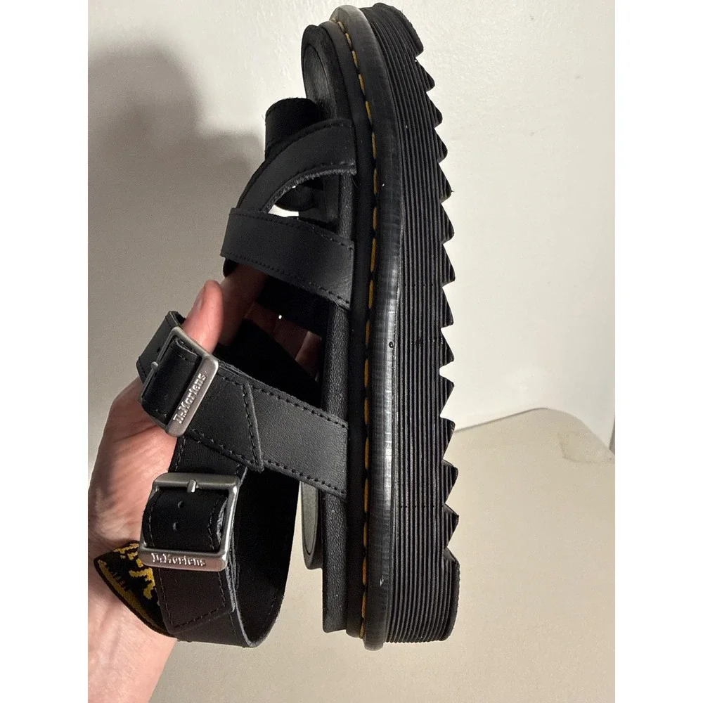 Dr. Martens Nartilla Black Leather Gladiator Toe Loop Platform Sandals Women 10